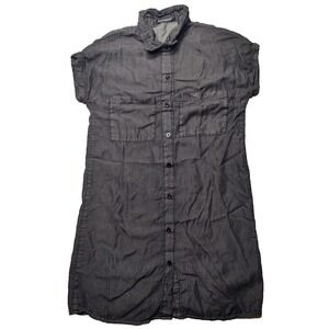 ZILCREMO Women Small Charcoal Chambray Shirt Dress